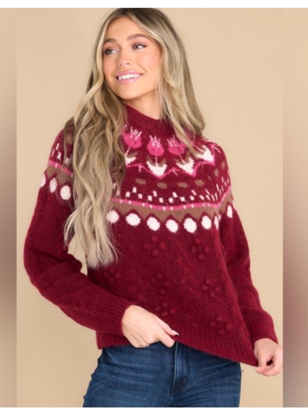 Scotch & Soda Red Fair Isle Tulip Sweater